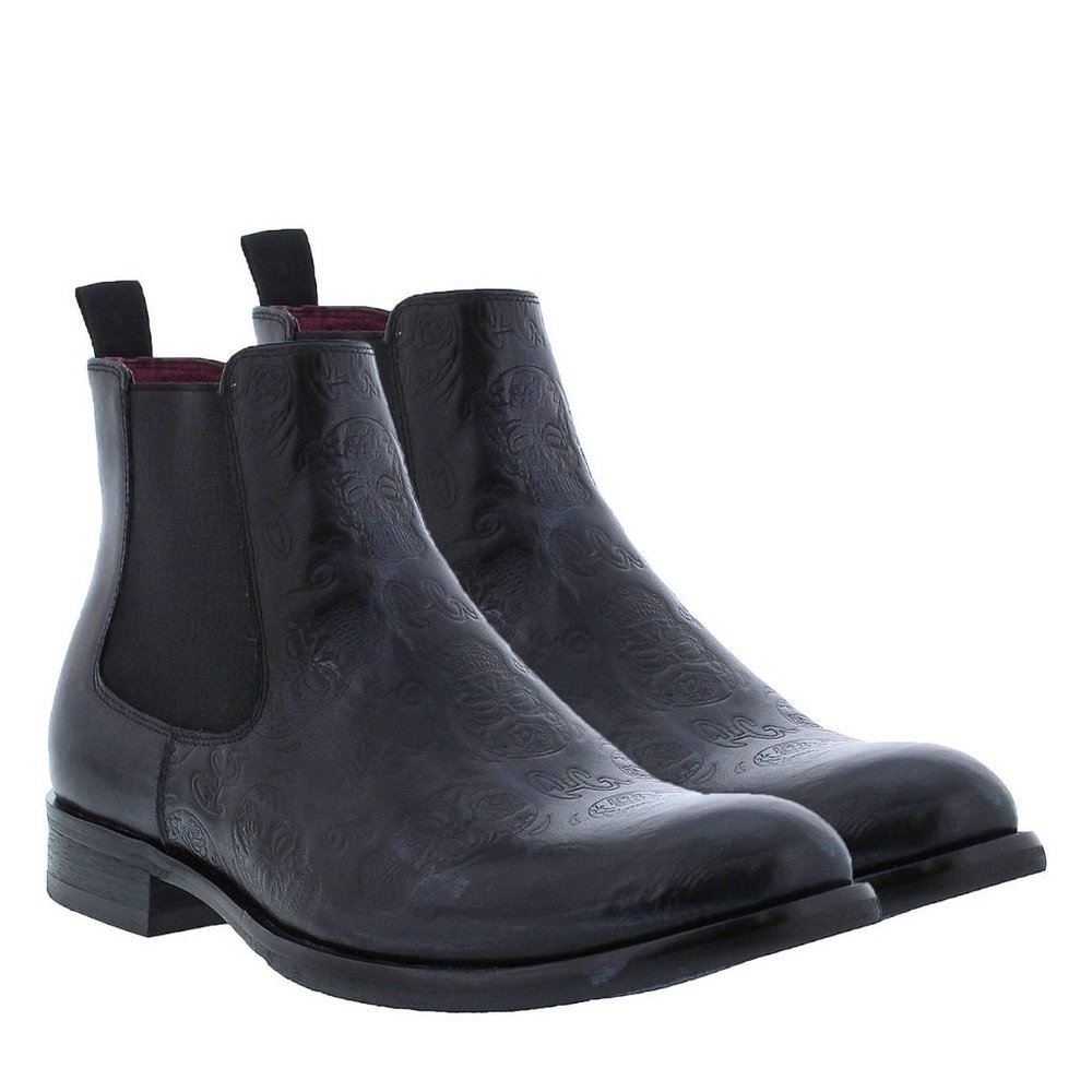 Robert Graham: SPACEWARD BOOT (Dawson Embossed Black Leather Chelsea Boot)